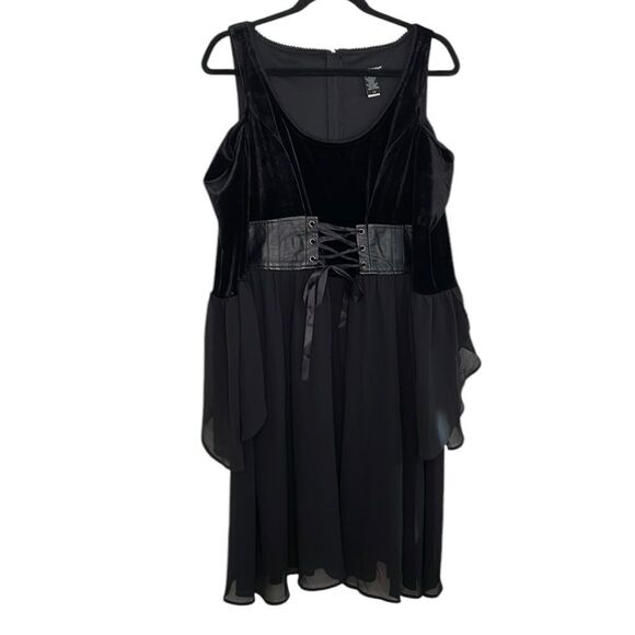 Hot Topic Gothic Dress Velvet/Sheer Chiffon - Picture 3 of 10